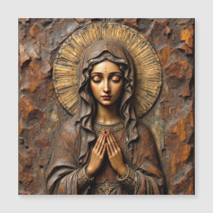 Carte Magnétique Marie en bois sculptée avec dévotion