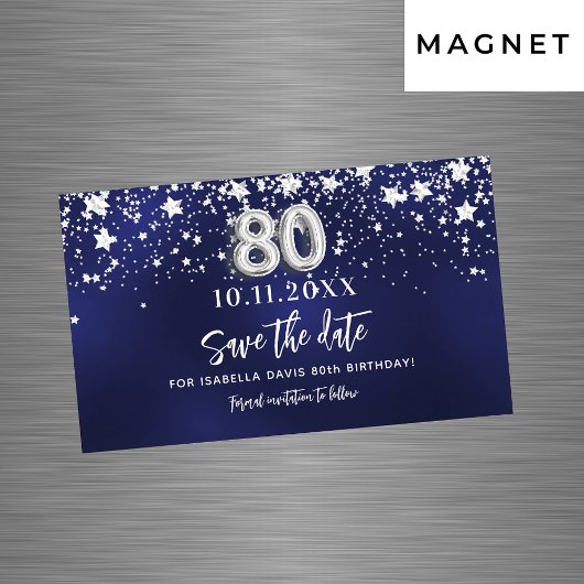 Carte Magnétique Marine bleu étoiles 80e anniversaire Enregistrer l