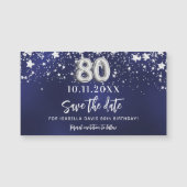 Carte Magnétique Marine bleu étoiles 80e anniversaire Enregistrer l (Devant)