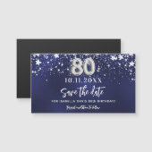 Carte Magnétique Marine bleu étoiles 80e anniversaire Enregistrer l (Devant / Derrière)
