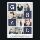 Carte Magnétique Marine bleu moderne photo collage de graduation<br><div class="desc">Carte de graduation graphique moderne bleu marine.Une carte de graduation graphique moderne,  graphique multi-photo. Modifiez Simplement La Couleur Arrière - plan Pour Personnaliser La Carte. Parfait Pour Montrer Une Sélection De Photographies Ou D'Âges De Votre Diplômé. Une Partie D'Une Collection De Coordination.</div>