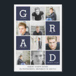 Carte Magnétique Marine bleu moderne photo collage de graduation<br><div class="desc">Carte de graduation graphique moderne bleu marine.Une carte de graduation graphique moderne,  graphique multi-photo. Modifiez Simplement La Couleur Arrière - plan Pour Personnaliser La Carte. Parfait Pour Montrer Une Sélection De Photographies Ou D'Âges De Votre Diplômé. Une Partie D'Une Collection De Coordination.</div>