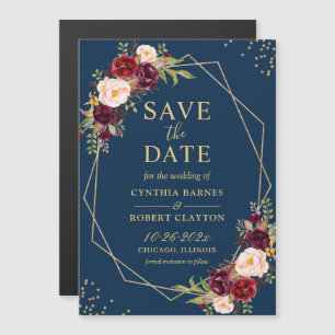 Carte Magnétique Maroon Marine Floral Géométrique Enregistrer la da