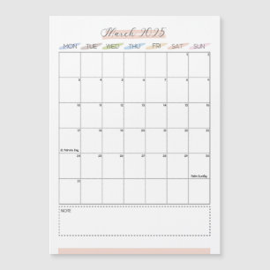 Carte Magnétique Mars 2025 Calendrier magnétique