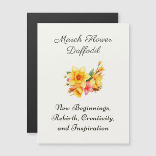 Carte Magnétique Mars Mois de la naissance Daffodique cadeau de nai