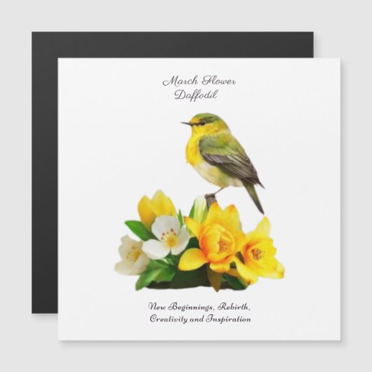 Carte Magnétique Mars Mois de naissance Fleur vibrante Cadeau d'ann (Devant / Derrière)