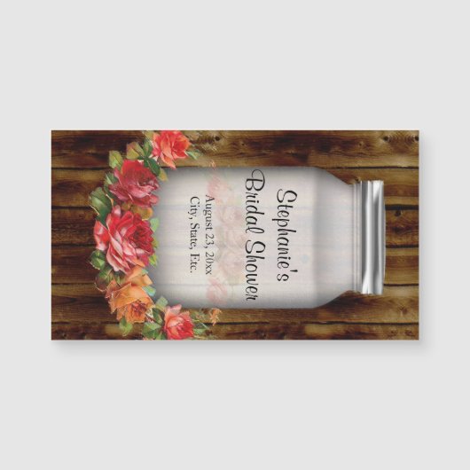 Carte Magnétique Mason Jar Flower Fête des mariées de couronne (Devant)