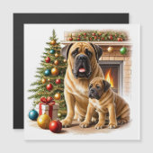 Carte Magnétique Mastiff Dogue de Bordeaux cheminée Noël (Devant / Derrière)