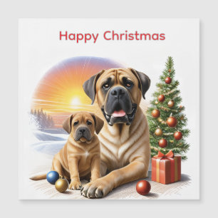 Carte Magnétique Mastiff Dogues anglais Noël