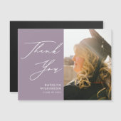 Carte Magnétique Mauve Élégant Script Simple Merci Graduation (Devant / Derrière)