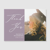 Carte Magnétique Mauve Élégant Script Simple Merci Graduation (Devant)