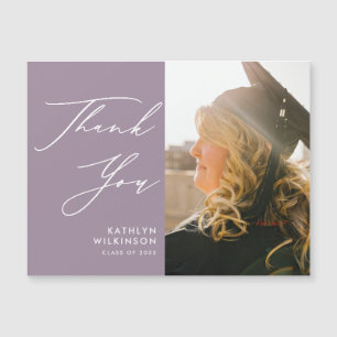 Carte Magnétique Mauve Élégant Script Simple Merci Graduation