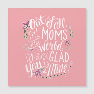 Carte Magnétique Meilleur Monde Maman Pink Magnetic Greeting