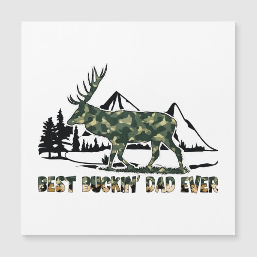 Carte Magnétique Meilleur papa de Buckin jamais - Cerf de Camouflag (Devant)