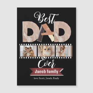 Carte Magnétique Meilleur papa jamais, Fête des pères trois photo C