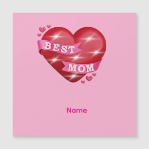 Carte Magnétique Meilleure Maman Cadeau 3D Cœur Rouge Brillance Fêt