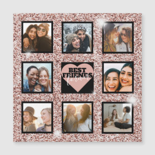 Carte Magnétique MEILLEURES AMIES Collage de photos Rose Gold