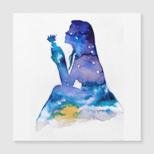 Carte Magnétique Mémoire de la fille avec fleur bleue