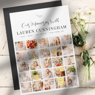 Carte Magnétique Mémorial Simple Moderne Minimaliste 25 Photo Colla