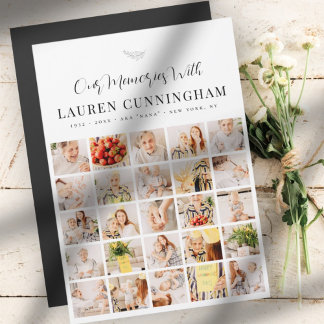 Carte Magnétique Mémorial Simple Moderne Minimaliste 25 Photo Colla