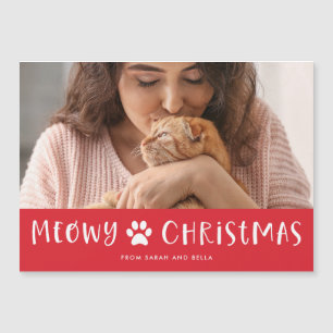 Carte Magnétique Meowy Noël avec photo   Noël drôle de chat