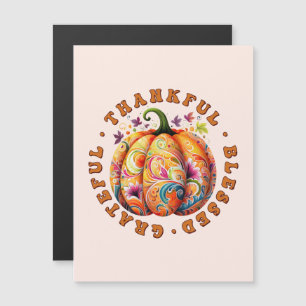 Carte Magnétique Merci, béni, Gratuit Citrouille Floral