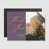 Carte Magnétique Merci de graduation Mauve Elegant Gold Script (Devant / Derrière)