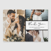 Carte Magnétique Merci de Mariage de trois photos moderne (Devant)