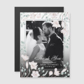 Carte Magnétique Merci Magnolia Eucalyptus Mariage Photo (Devant / Derrière)