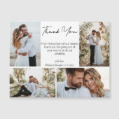Carte Magnétique merci mariage 4 photos collage élégant aimant (Devant)