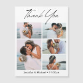 Carte Magnétique merci moderne 5 photos collage mariage aimant (Devant)