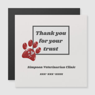 Carte Magnétique Merci pour le Bureau de soins aux animaux de marqu