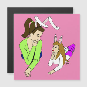 Carte Magnétique mère et fille bunnygirls