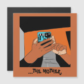 Carte Magnétique Mère Mains mobiles Cyan Orange Noir (Devant / Derrière)