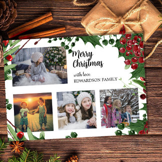 Carte Magnétique Merry Christmas family photo collage magnetic card