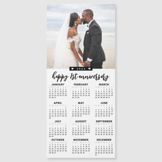 Carte Magnétique Message personnalisé 2023 Calendrier photo Coeurs (Devant)