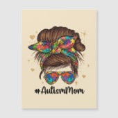 Carte Magnétique Messy Bun Fier Autisme Maman (Devant)