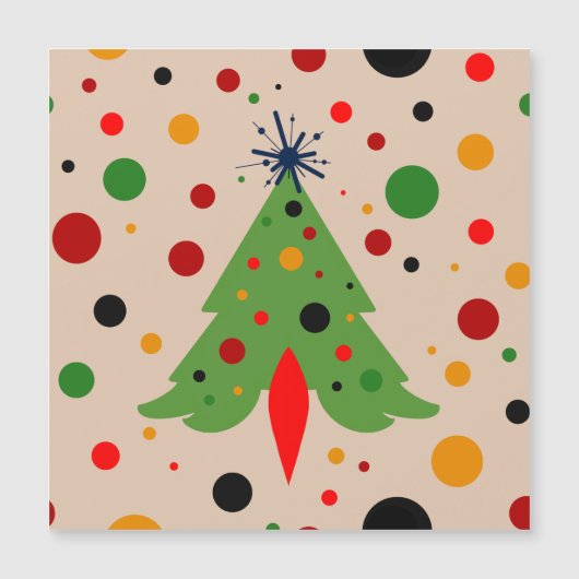 Carte Magnétique Mid Century Modern Christmas Tree Retro Rocket (Devant)