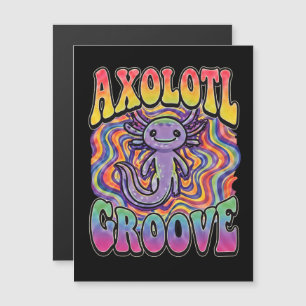 Carte Magnétique Mignon Axolotl Hippie Groovy Art Rétro 70s Arc-en-