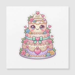 Carte Magnétique Mignon Kawaii Mariage gâteau de mariage Flora past