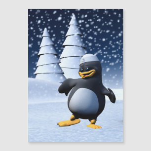Carte Magnétique Mignon pingouin marin d'hiver Art de vacances enne