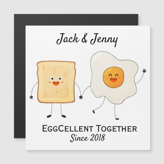 Carte Magnétique Mignonne Drôle Joyeux Toast Eggcelcelcelcelcate En (Devant / Derrière)