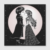 Carte Magnétique Mignons enfants gothiques emo s'embrassent pour la (Devant)