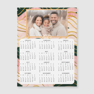 Carte Magnétique Mini calendrier personnalisé   Photo famille rose