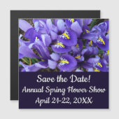 Carte Magnétique Miniature Bleu Irises Printemps Floral (Devant / Derrière)