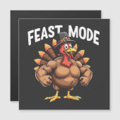 Carte Magnétique Mode festif Drôle de dinde de Thanksgiving Fitness (Devant / Derrière)