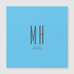 Carte Magnétique Moderne Monogramme Professionnel Simple Bleu Ciel
