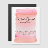 Carte magnétique moderne rose Aquarelle Pinceau (Devant / Derrière)