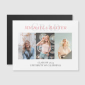 Carte Magnétique Moderne Trois Photo Collage Pink Graduation (Devant / Derrière)