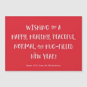 Carte Magnétique Mon souhait pour 2021   Red Happy New Year